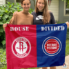 Houston Rockets vs Detroit Pistons House Divided Flag, NBA House Divided Flag