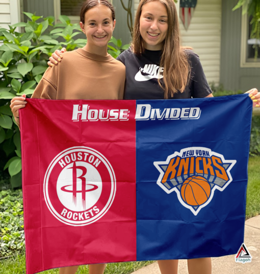 Rockets vs Knicks House Divided Flag, NBA House Divided Flag