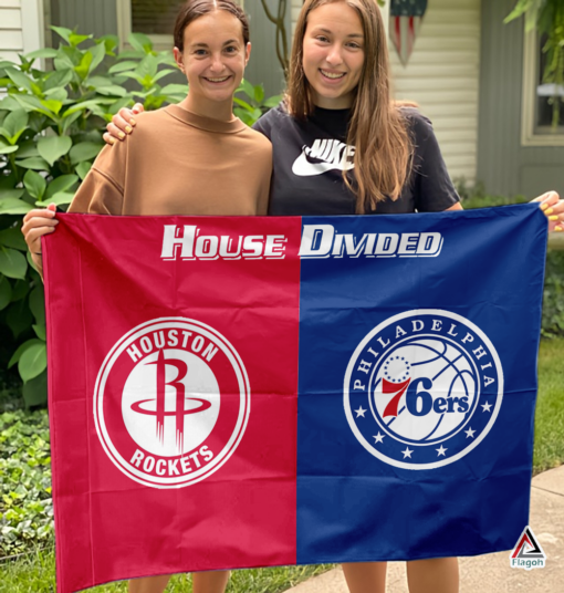 Rockets vs 76ers House Divided Flag, NBA House Divided Flag