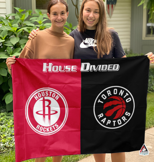 Rockets vs Raptors House Divided Flag, NBA House Divided Flag