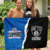 LA Clippers vs Brooklyn Nets House Divided Flag, NBA House Divided Flag