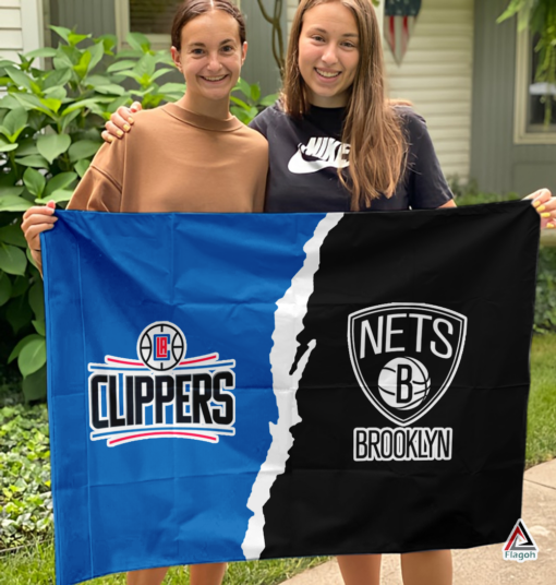 Clippers vs Nets House Divided Flag, NBA House Divided Flag