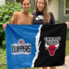 LA Clippers vs Chicago Bulls House Divided Flag, NBA House Divided Flag