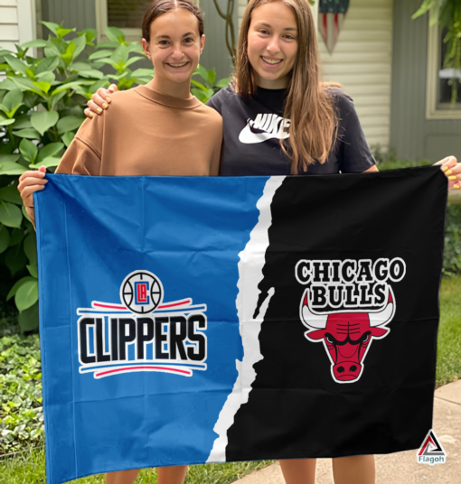 Clippers vs Bulls House Divided Flag, NBA House Divided Flag