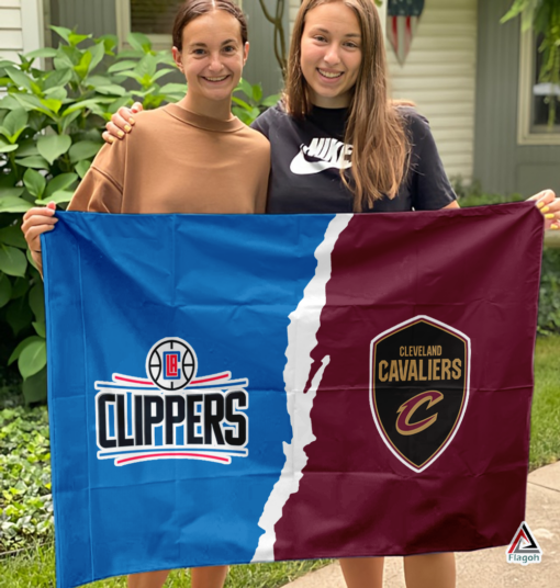 Clippers vs Cavaliers House Divided Flag, NBA House Divided Flag