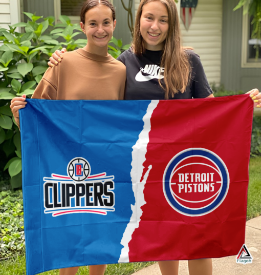 Clippers vs Pistons House Divided Flag, NBA House Divided Flag