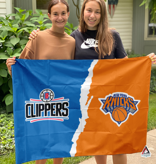 Clippers vs Knicks House Divided Flag, NBA House Divided Flag