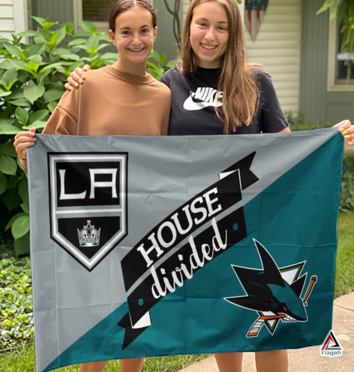 Kings vs Sharks House Divided Flag, NHL House Divided Flag