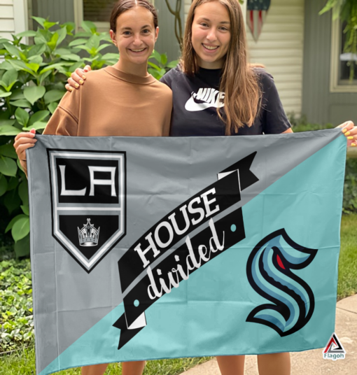 Kings vs Kraken House Divided Flag, NHL House Divided Flag