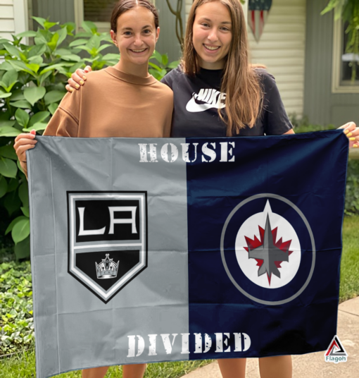 Kings vs Jets House Divided Flag, NHL House Divided Flag