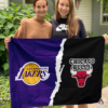 Los Angeles Lakers vs Chicago Bulls House Divided Flag, NBA House Divided Flag