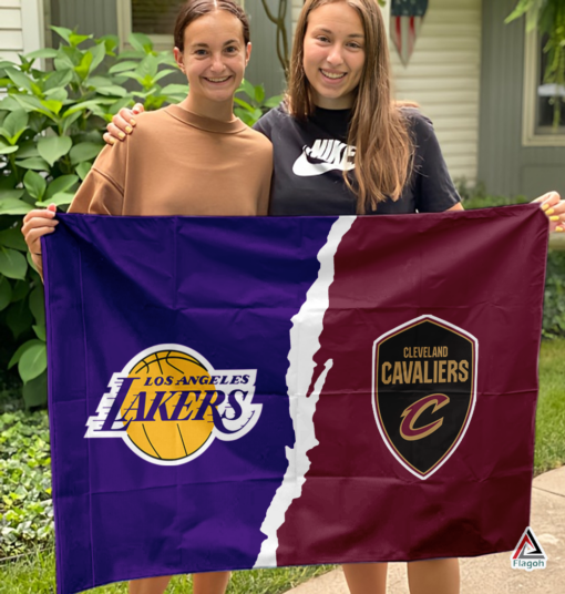 Lakers vs Cavaliers House Divided Flag, NBA House Divided Flag