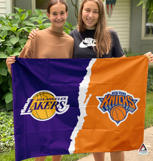 Lakers vs Knicks House Divided Flag, NBA House Divided Flag