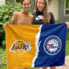 Los Angeles Lakers vs Philadelphia 76ers House Divided Flag, NBA House Divided Flag