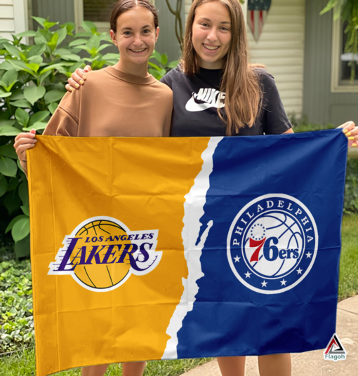 Lakers vs 76ers House Divided Flag, NBA House Divided Flag