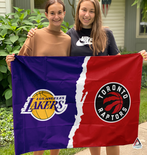 Lakers vs Raptors House Divided Flag, NBA House Divided Flag