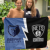 Memphis Grizzlies vs Brooklyn Nets House Divided Flag, NBA House Divided Flag