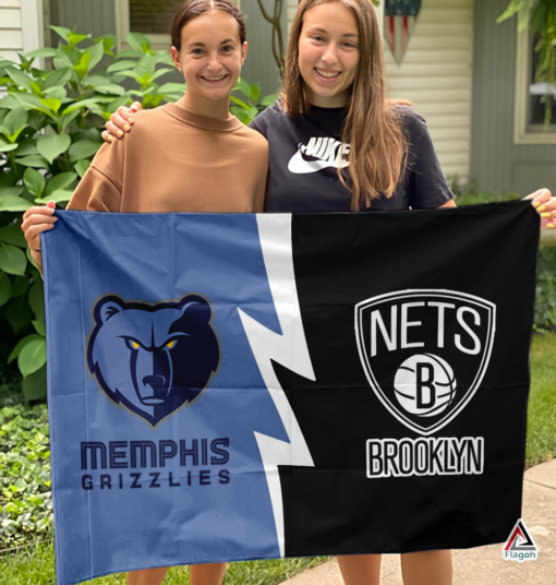 Grizzlies vs Nets House Divided Flag, NBA House Divided Flag