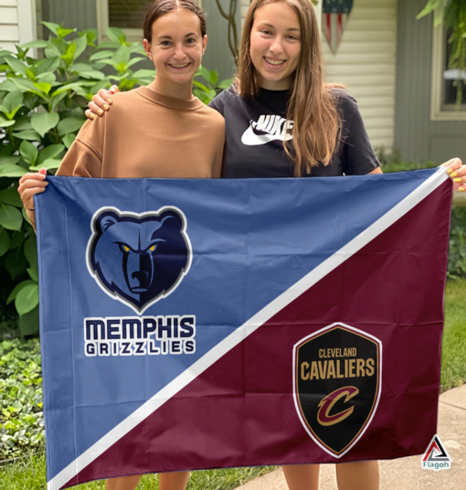 Grizzlies vs Cavaliers House Divided Flag, NBA House Divided Flag