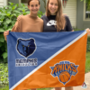 Memphis Grizzlies vs New York Knicks House Divided Flag, NBA House Divided Flag