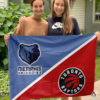 Memphis Grizzlies vs Toronto Raptors House Divided Flag, NBA House Divided Flag