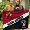 Miami Heat vs Brooklyn Nets House Divided Flag, NBA House Divided Flag