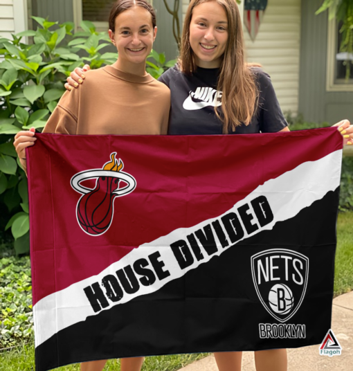 Heat vs Nets House Divided Flag, NBA House Divided Flag