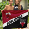 Miami Heat vs Chicago Bulls House Divided Flag, NBA House Divided Flag