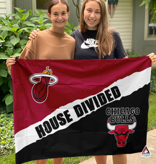 Heat vs Bulls House Divided Flag, NBA House Divided Flag