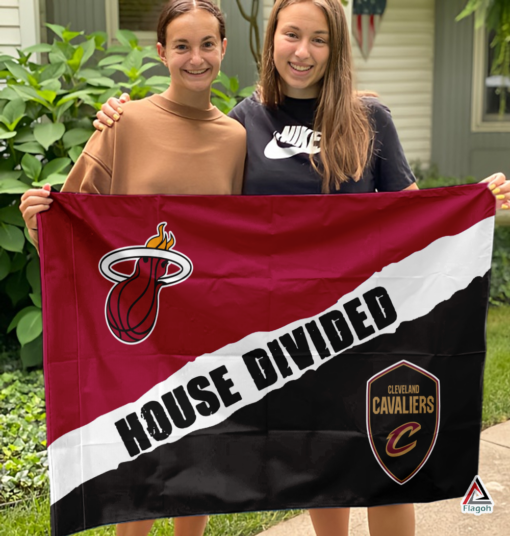 Heat vs Cavaliers House Divided Flag, NBA House Divided Flag