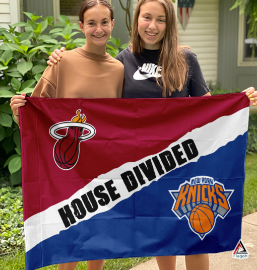 Heat vs Knicks House Divided Flag, NBA House Divided Flag