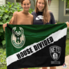 Milwaukee Bucks vs Brooklyn Nets House Divided Flag, NBA House Divided Flag