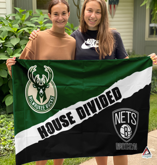 Bucks vs Nets House Divided Flag, NBA House Divided Flag