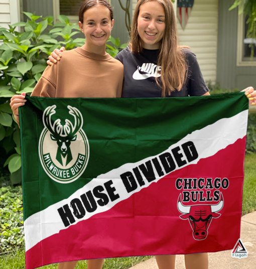 Bucks vs Bulls House Divided Flag, NBA House Divided Flag