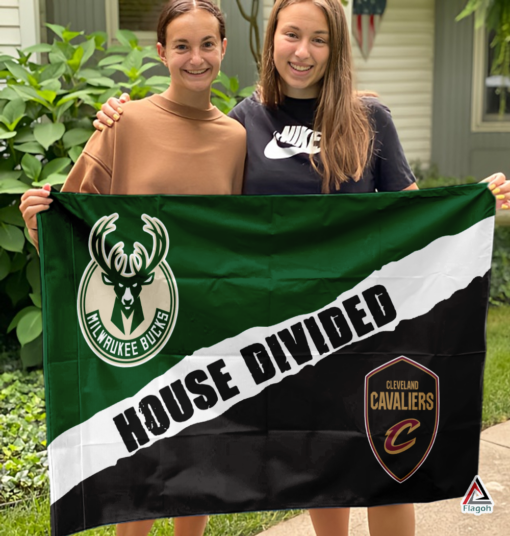 Bucks vs Cavaliers House Divided Flag, NBA House Divided Flag