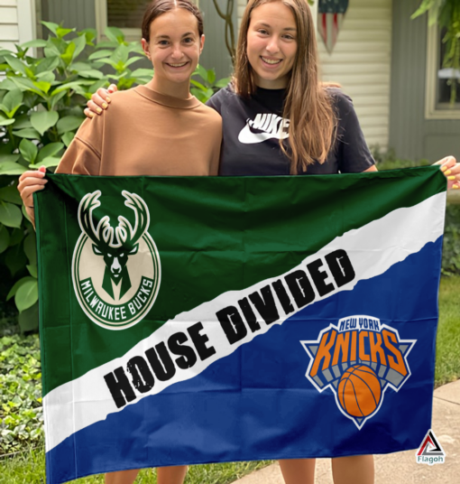 Bucks vs Knicks House Divided Flag, NBA House Divided Flag