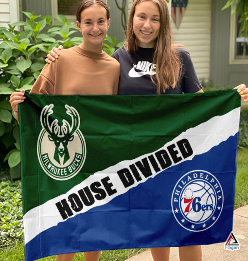 Bucks vs 76ers House Divided Flag, NBA House Divided Flag