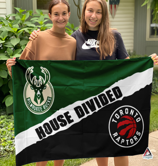 Bucks vs Raptors House Divided Flag, NBA House Divided Flag