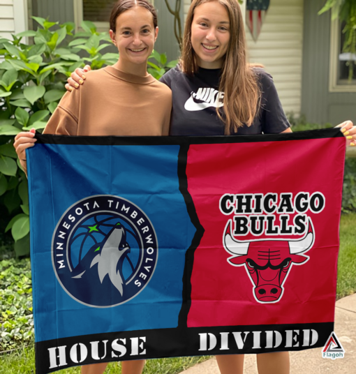 Timberwolves vs Bulls House Divided Flag, NBA House Divided Flag