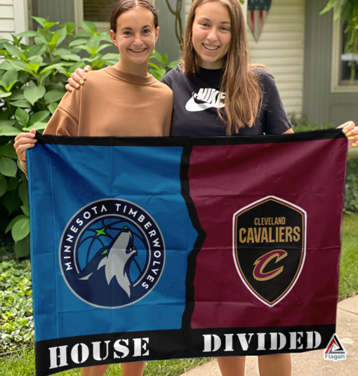 Timberwolves vs Cavaliers House Divided Flag, NBA House Divided Flag