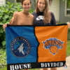 Minnesota Timberwolves vs New York Knicks House Divided Flag, NBA House Divided Flag