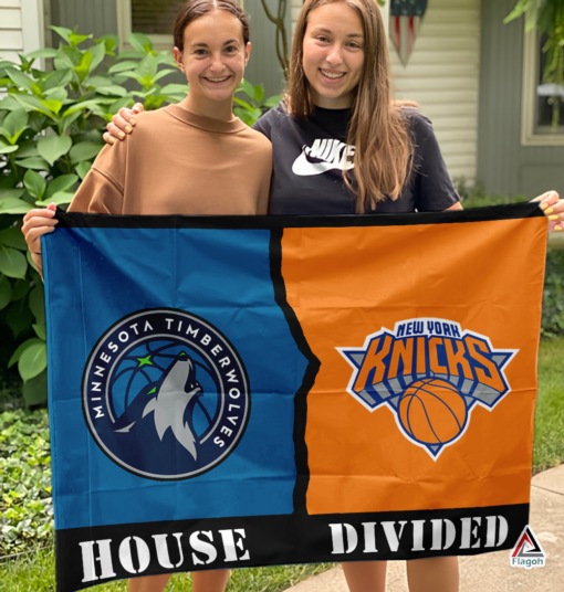 Timberwolves vs Knicks House Divided Flag, NBA House Divided Flag