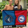 Minnesota Timberwolves vs Philadelphia 76ers House Divided Flag, NBA House Divided Flag