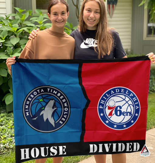 Timberwolves vs 76ers House Divided Flag, NBA House Divided Flag