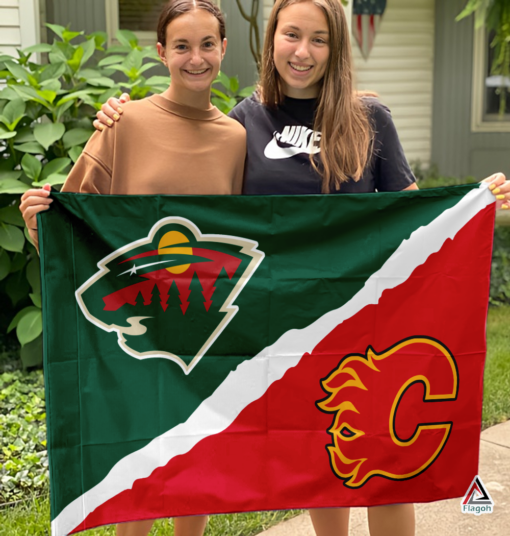 Wild vs Flames House Divided Flag, NHL House Divided Flag