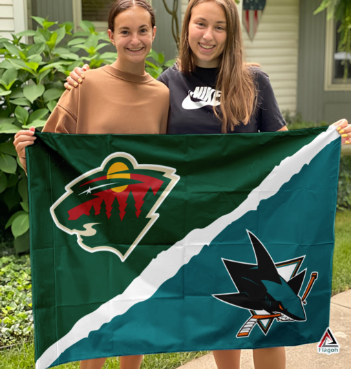 Wild vs Sharks House Divided Flag, NHL House Divided Flag