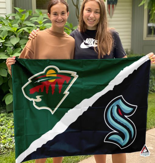 Wild vs Kraken House Divided Flag, NHL House Divided Flag