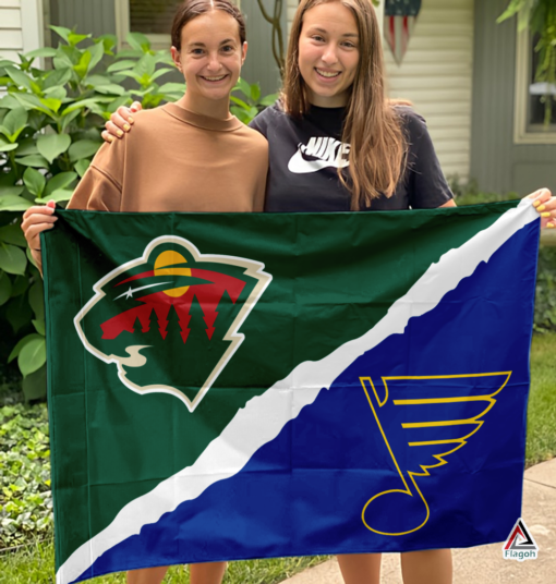 Wild vs Blues House Divided Flag, NHL House Divided Flag