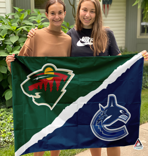 Wild vs Canucks House Divided Flag, NHL House Divided Flag