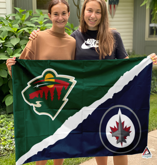 Wild vs Jets House Divided Flag, NHL House Divided Flag